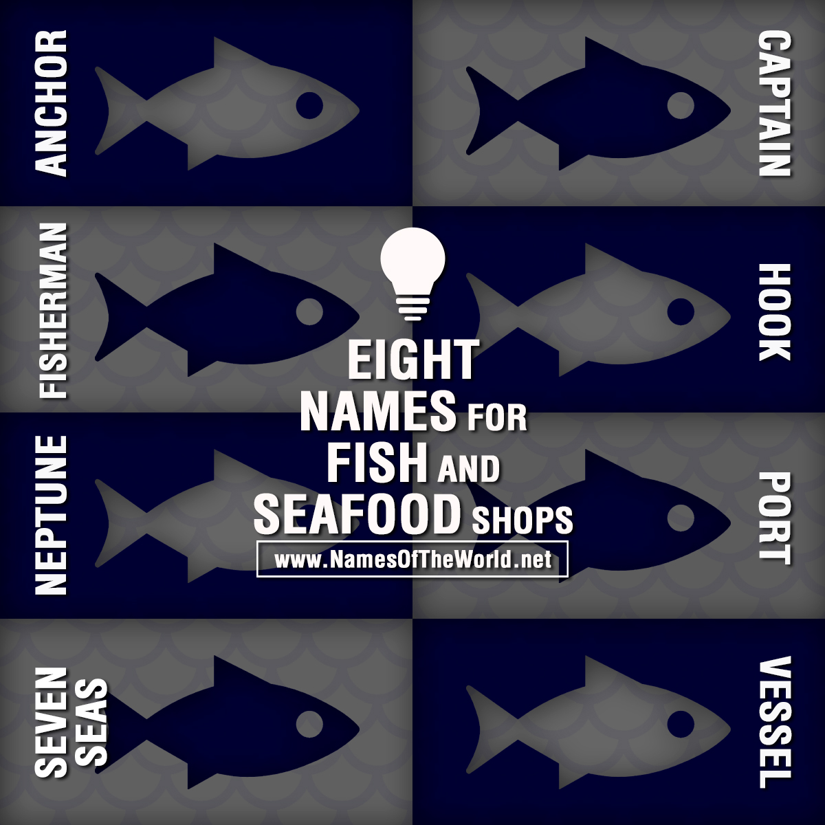 Eight names for fish and seafood shops
