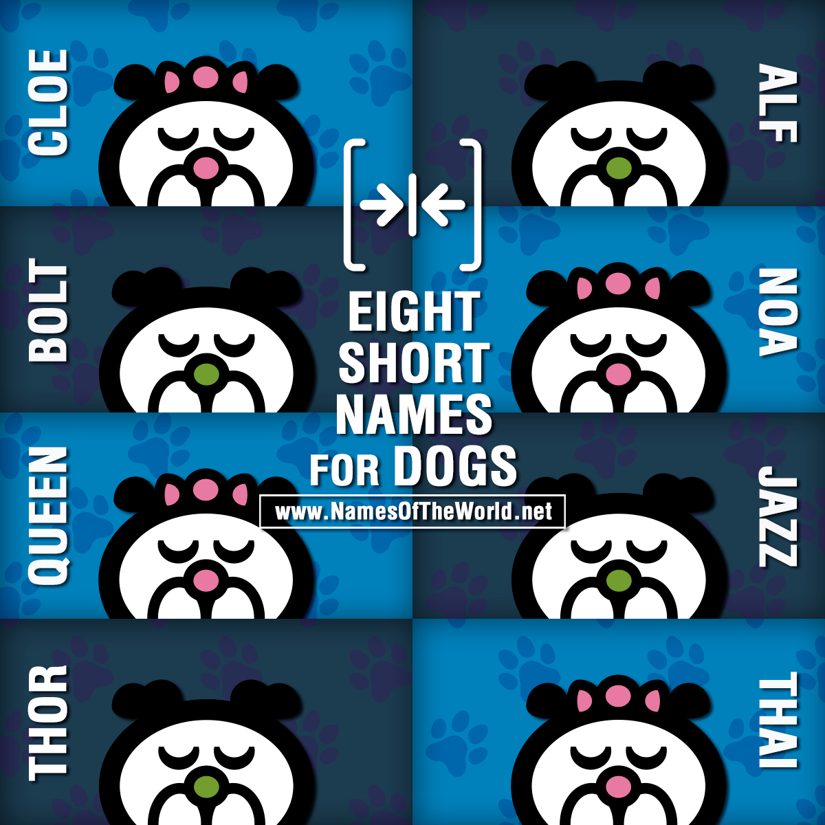 Eight short (one syllable) names for dogs