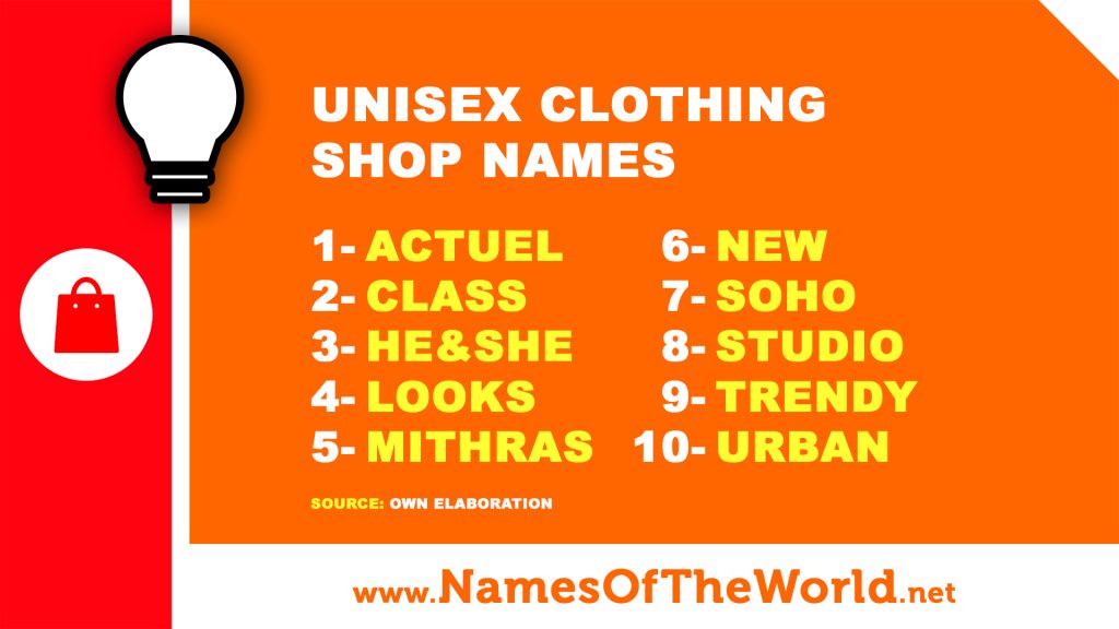 Unisex clothing shop names